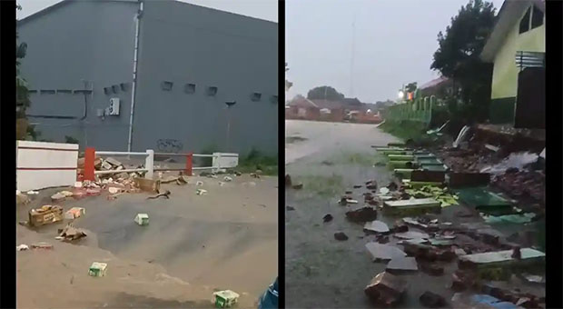 Viral Banjir Cirebon: Gudang Supermarket Jebol, Gerobak Pedagang Hanyut