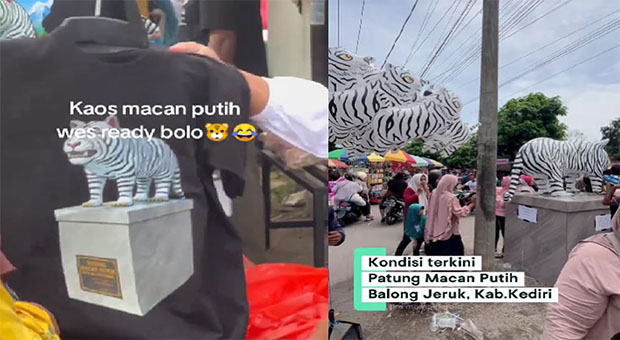 Patung Macan Putih Viral di Kediri, Kini Jadi Ladang Cuan Warga